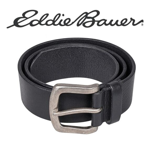 Eddie Bauer Men’s Black Leather Belt Made in USA 1.5” Heavy-Duty Buckle Sz 38 - Picture 1 of 5